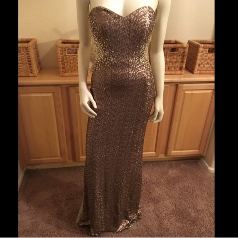 Sequin majestic muse gold gown